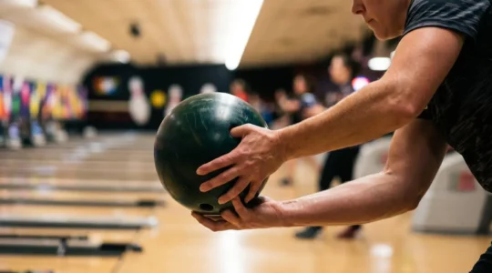 Joueur de bowling en action montrant la technique du poignet pour augmenter le rev rate
