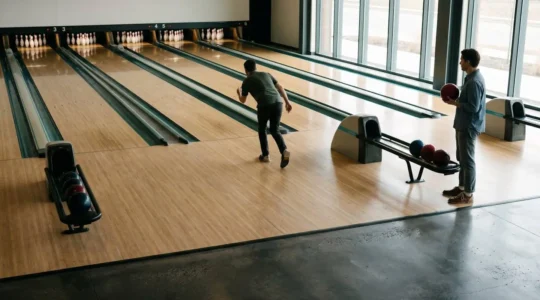 Scène de bowling montrant l'étiquette et les règles de courtoisie sur les pistes